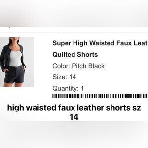 Sz 14 women’s quilted faux leather shorts!